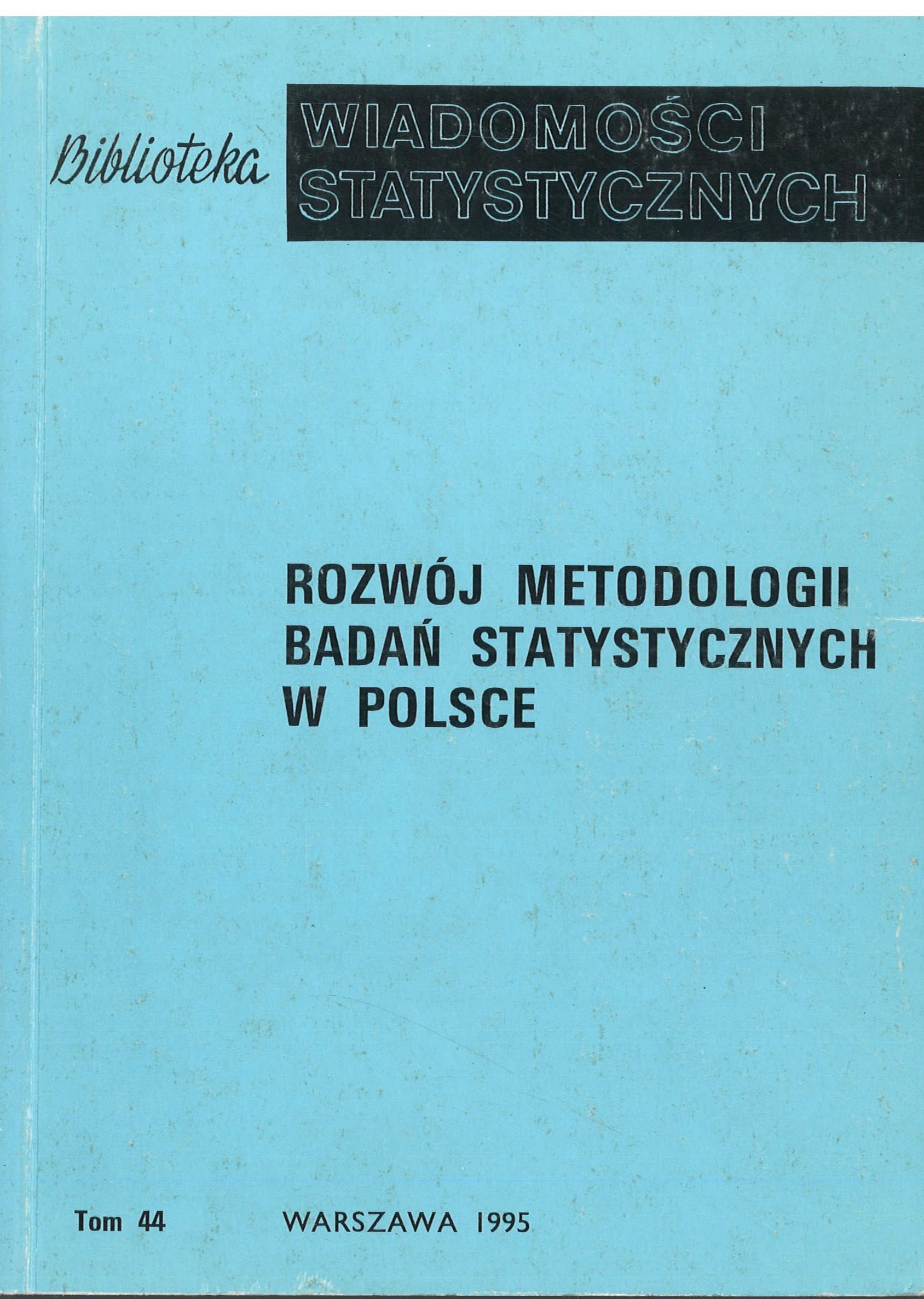 Okładka monografii - Rozwój metodologii badań statystycznych w Polsce