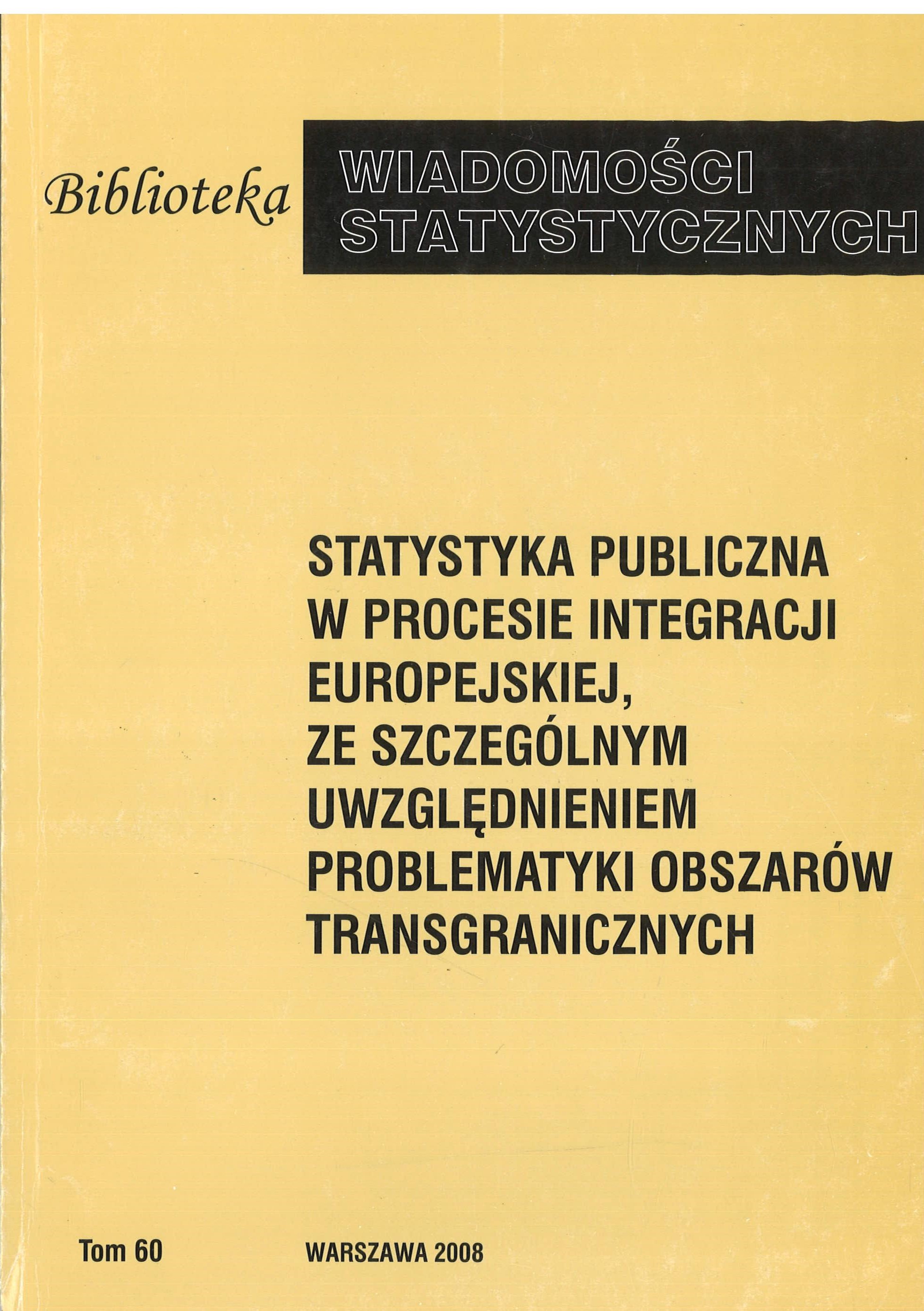 Okładka monografii - Statystyka publiczna w procesie integracji europejskiej ze szczególnym uwzględnieniem problematyki obszarów transgranicznych